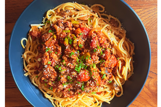 Turkey Bolognese with Asparagus