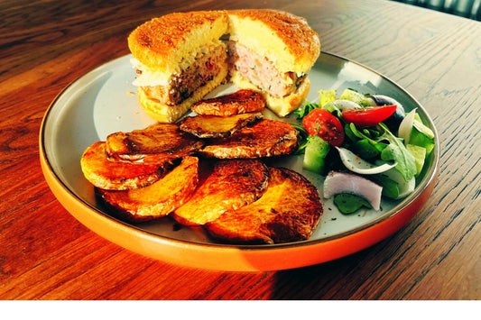 Turkey Burgers with Onion, Bacon & Parmesan