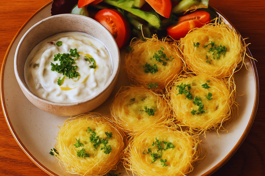 Baked Kadayif Cheese Nests with Herbs – Inspired by Turkish & Greek Flavours